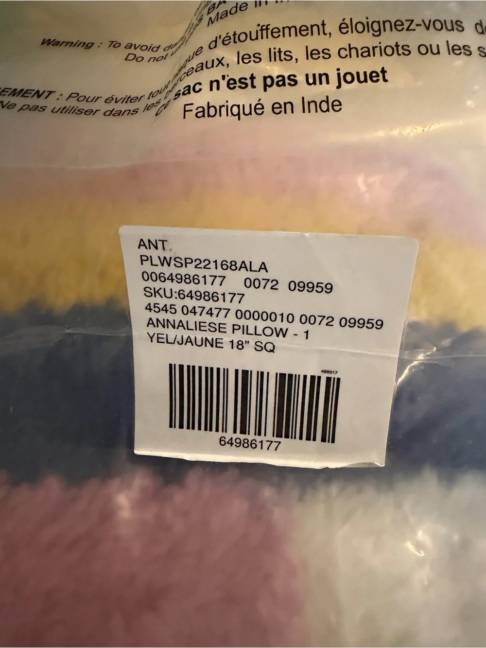 Colorblock Shag Throw Pillow - Multicolor